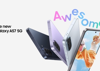 Samsung Galaxy A57 5G in Awesome Navy, Awesome Lilac and Awesome Blue