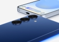 Samsung Galaxy S25 in Navy and Silver Shadow, rear camera module and edge detail