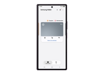Samsung Wallet Digital Key for a Volkswagen ID.4 shown on a Galaxy phone screen with lock and unlock controls