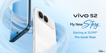 vivo S2 in Silk White showing front and rear design with Aura Light camera module