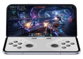 Android 17 foldable gaming mode with controller overlay on a folded Pixel-style device
