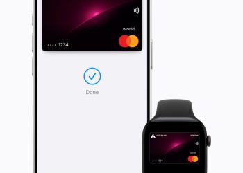 Apple Pay in India shown on iPhone 18 Pro and Apple Watch Series 12 displaying an Axis Bank credit card