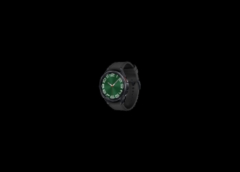 Samsung Galaxy Watch 6 Classic 47mm in black with a leather strap, official product render