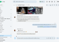 Google Chat interface showing a saved draft message and the Drafts shortcut in the sidebar