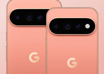 Google Pixel 11 Pro and Pixel 11 Pro XL in coral, rear camera bars