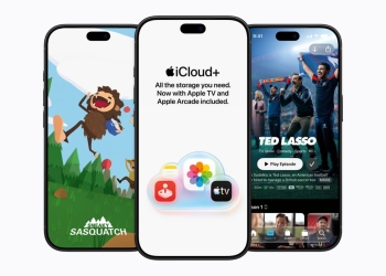 Apple iCloud Plus subscription screen showing Apple TV and Apple Arcade now included, on iPhone