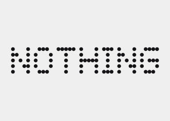 Nothing wordmark logo in black dot-matrix style