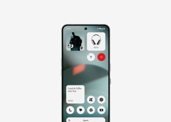 Nothing phone home screen widgets shown on a glyph-style Nothing device