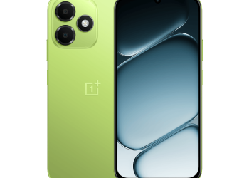 OnePlus N6 Lite in Neo Green, front and rear view of the India launch model
