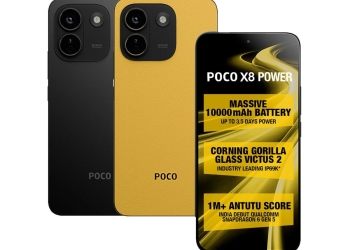 Poco X8 Power 5G official render in Black and Yellow