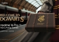 Realme 16 Pro Harry Potter Edition promotional image showing a Hogwarts-themed leather case