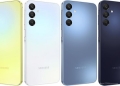 Samsung Galaxy A15 5G rear panels in Yellow, White, Blue, and Blue Black colorways
