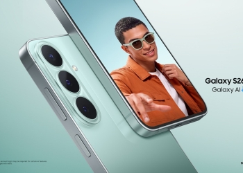 Samsung Galaxy S26 FE official key visual showing the rear camera module and Galaxy AI branding