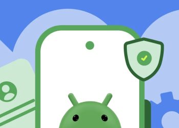 Android developer verification illustration showing a phone with a security shield and an ID card