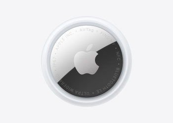 Apple AirTag 2nd generation front with Apple logo and Ultra Wideband ring text