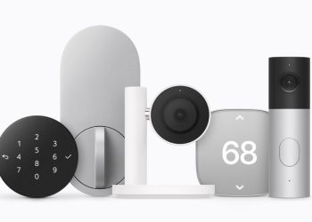 Apple Home Collection lineup with LG smart lock, camera, video doorbell and thermostat