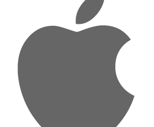 Apple logo, a grey apple silhouette on a white background