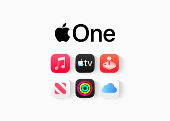 Apple One logo with the Music, Apple TV, Arcade, News+, Fitness+ and iCloud service icons