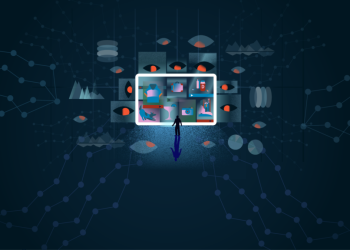 Citizen Lab AdFection report illustration of a figure under a grid of targeted ad tiles with eye icons