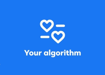 Facebook Your algorithm feature header graphic with a two-heart slider icon