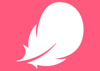 Flo Health period tracker app icon, a white feather on a pink square