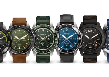 Garmin third-generation MARQ collection, six watches in a row with different straps and watch faces