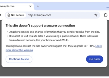 Chrome HTTPS warning dialog saying the site doesn't support a secure connection