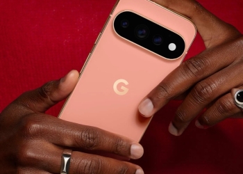 Person holding a Google Pixel 11 Pro in Canyon, the phone sold with a six-month Google AI Pro trial