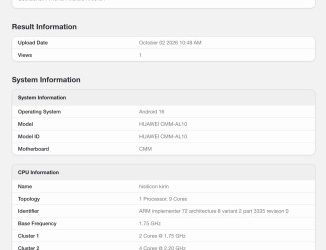 Huawei Mate 90 Pro Max Geekbench listing showing Kirin 9050 Pro single-core and multi-core scores