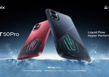 Infinix GT 50 Pro gaming phone in red and dark green colorways from the global April 2026 launch key visual