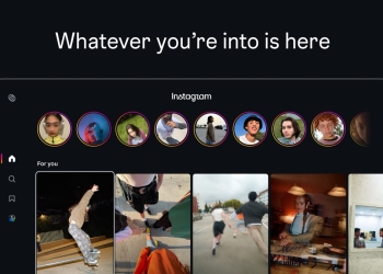 Instagram Apple TV app home screen with Stories row and For you Reels grid