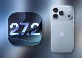 iOS 27.2 public beta 2 shown next to an iPhone