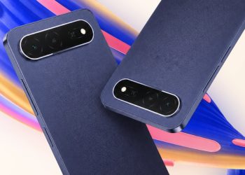itel City 300 5G rear view of two phones in a textured dark blue-violet finish