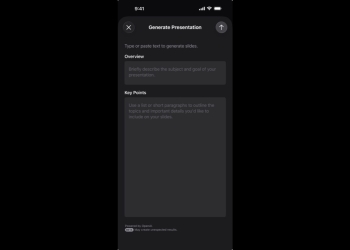 Keynote's Generate Presentation screen in Apple's App Store listing, shown on iPhone