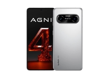 Lava Agni 4 smartphone in white, front and back views