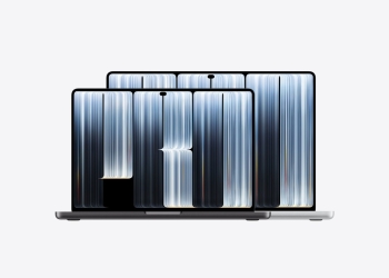 14-inch and 16-inch MacBook Pro with PROLED XDR display, open, front view
