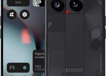 Nothing Phone (3) in Black, front and back view from the Amazon.com listing