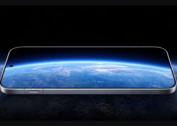OnePlus 16 display render showing the BOE X4 panel with thin bezels and a view of Earth from space