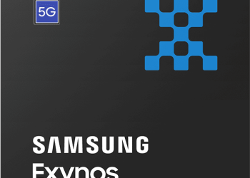 Samsung Exynos brand chip graphic on a dark background