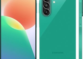 Samsung Galaxy F70 Pro renders in green, shown for reference alongside the Galaxy F70 leak