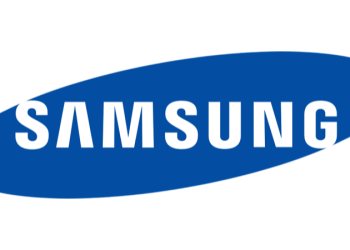Samsung blue oval logo on a white background